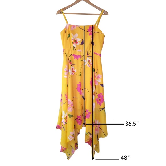 Vince Camuto Yellow Chiffon Fit and Flare Floral Dress - Picture 5 of 13